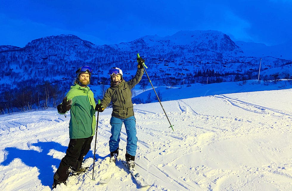 Jared Fox og Ingrid Halsnes var godt fornøgde med forholda onsdag kveld.